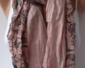 Scarf - Cotton -Elegant Scarf Cotton Scarf - Brown/pink