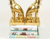 White Faux Taxidermy - The Greyhound Bookends - Gold Home Decor - Office Library Decor - Book Storage