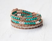 Bohemian Wrap Bracelet - Teal Turquoise - Bohemian Jewelry
