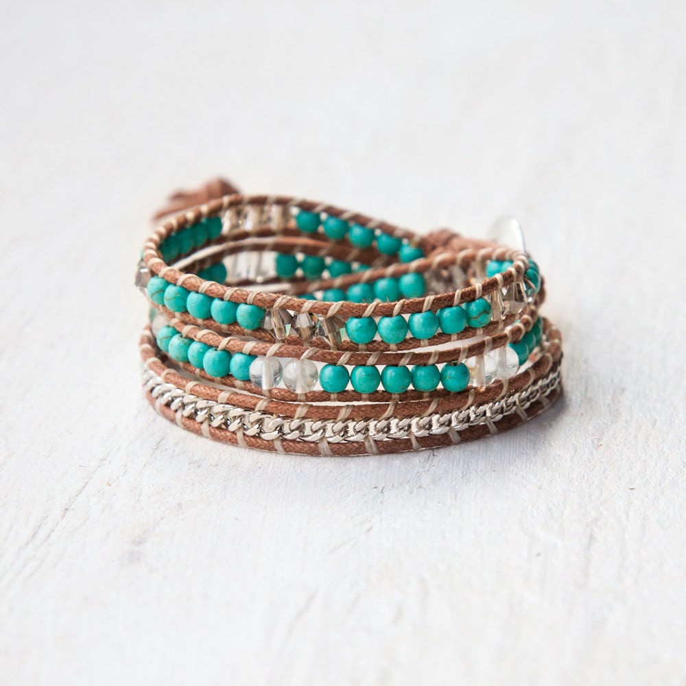 Bohemian Wrap Bracelet - Teal Turquoise - Bohemian Jewelry