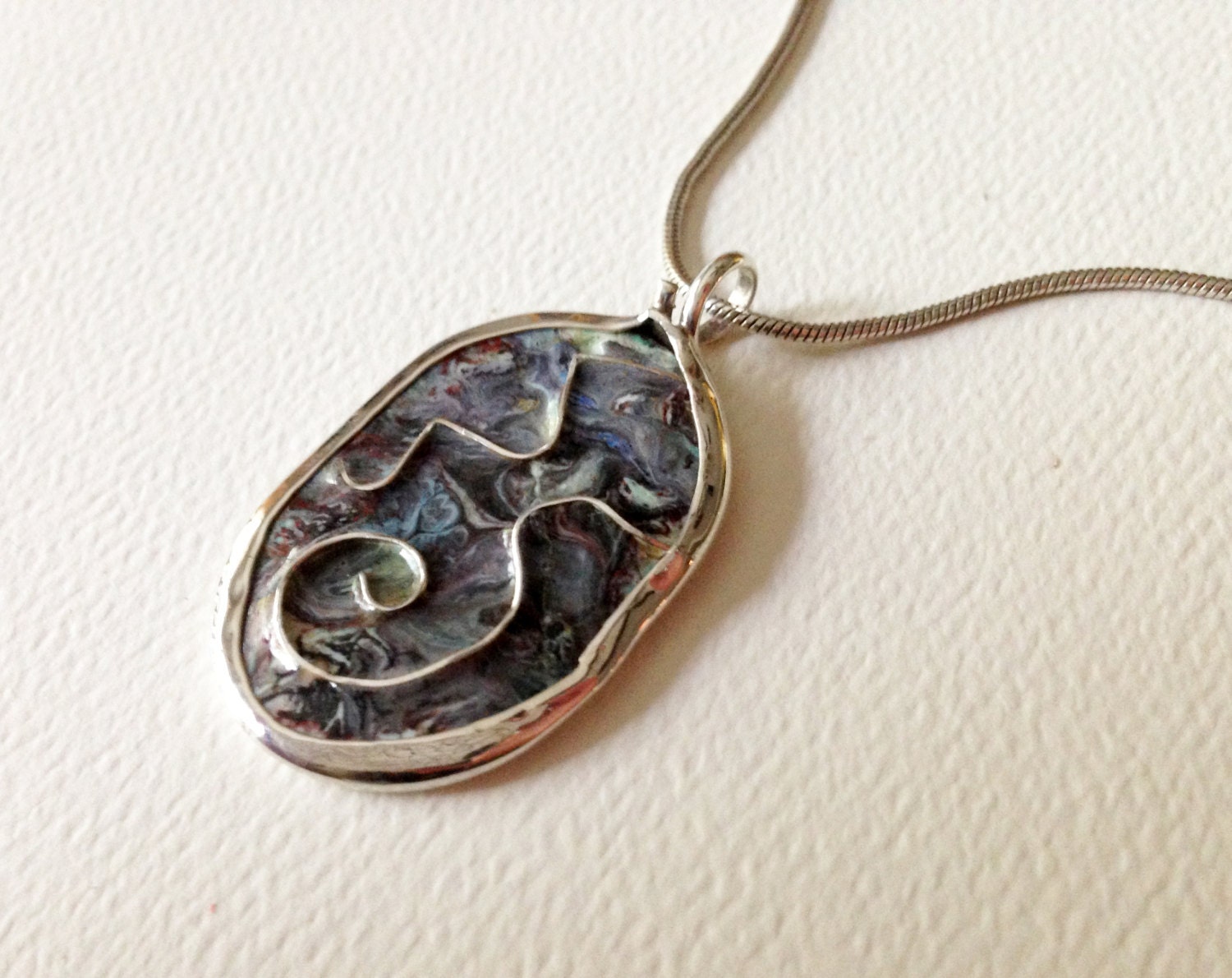 Transcendentalist- Cloisonne Enameled Bezel Set Necklace