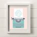 Retro Typewriter Illustration, 8x10 Print in Pink & Teal