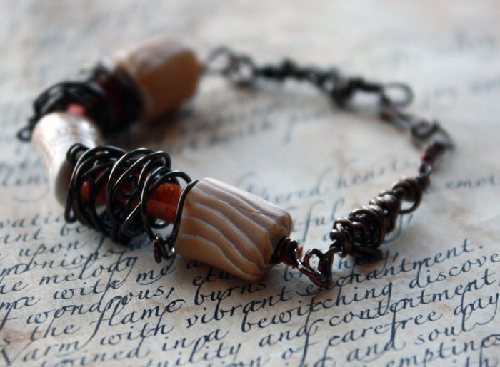 Earth Toned Mixed Media Bracelet