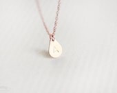 initial - custom rose gold stamped letter pendant necklace / minimalist dainty  jewelry