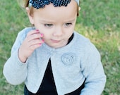 20% Off Entire Order, Black with Polka Dots Shabby Flowers Headband, Newborn Headband, Toddler Headband, Baby Girl Photo Prop.