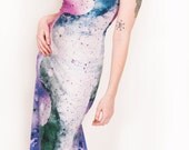 Nebula Space Opera Princess Feathered Evening Gown or Wedding Dress