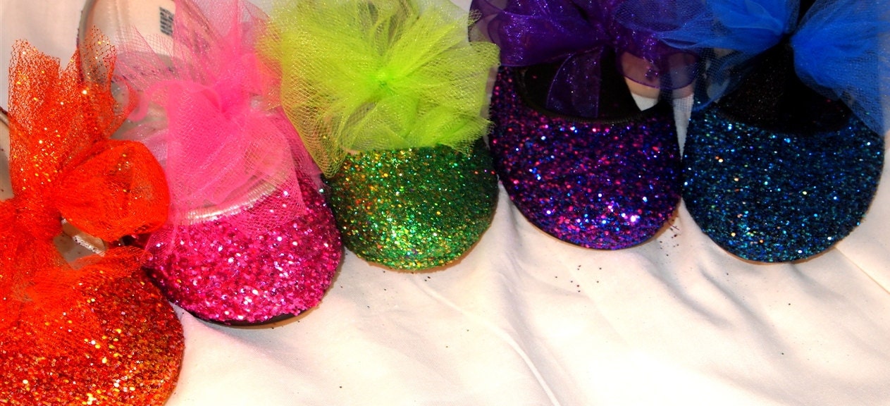 Flower Girl Glitter Shoes in a Rainbow of Colors
