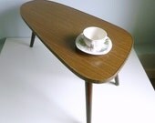 Mid Century Modern Coffee Table - Brown - Tripod - Berlin, East Germany - Mad Men, 1960's Home Decor, Eames Panton Atomic Era