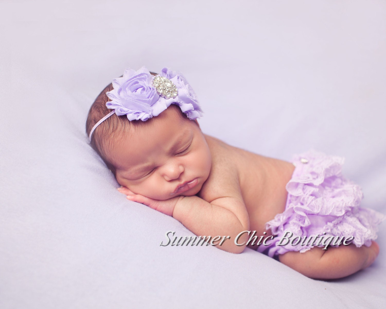 Bloomers AND Headband - Lavender Lace Ruffle Bloomers with Matching Headband