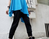 Loose Blouse / Turquoise Blue  Oversized Top / Cotton Casual