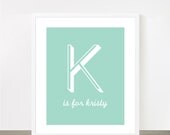 Mint baby name print typography poster K for Kristy