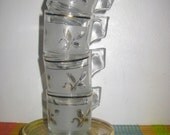 Vintage espresso cup, espresso coffee cups, glass espresso cups, golden frosted Italian espresso glass cup, Set of 4 glass, 