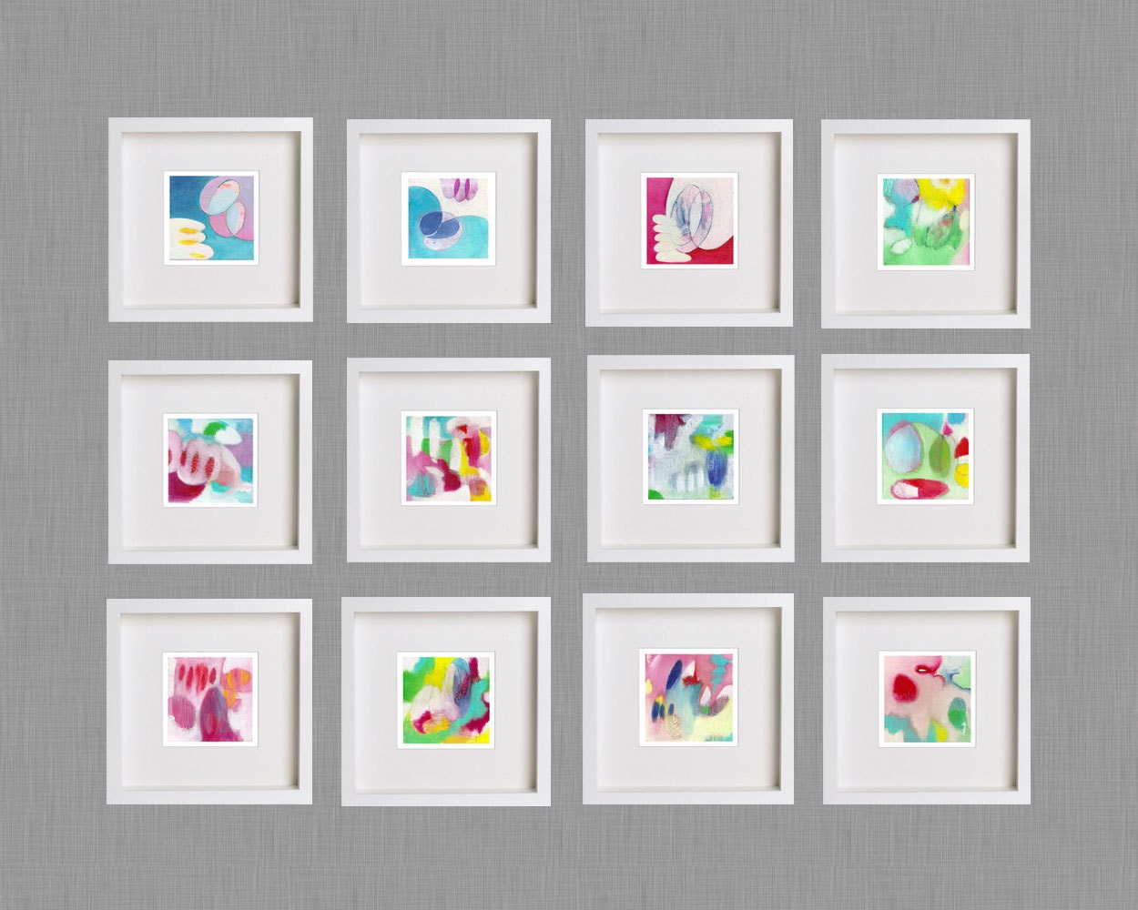 4 prints at the price of 3 - set of Abstract art glicee prints 4"x4"