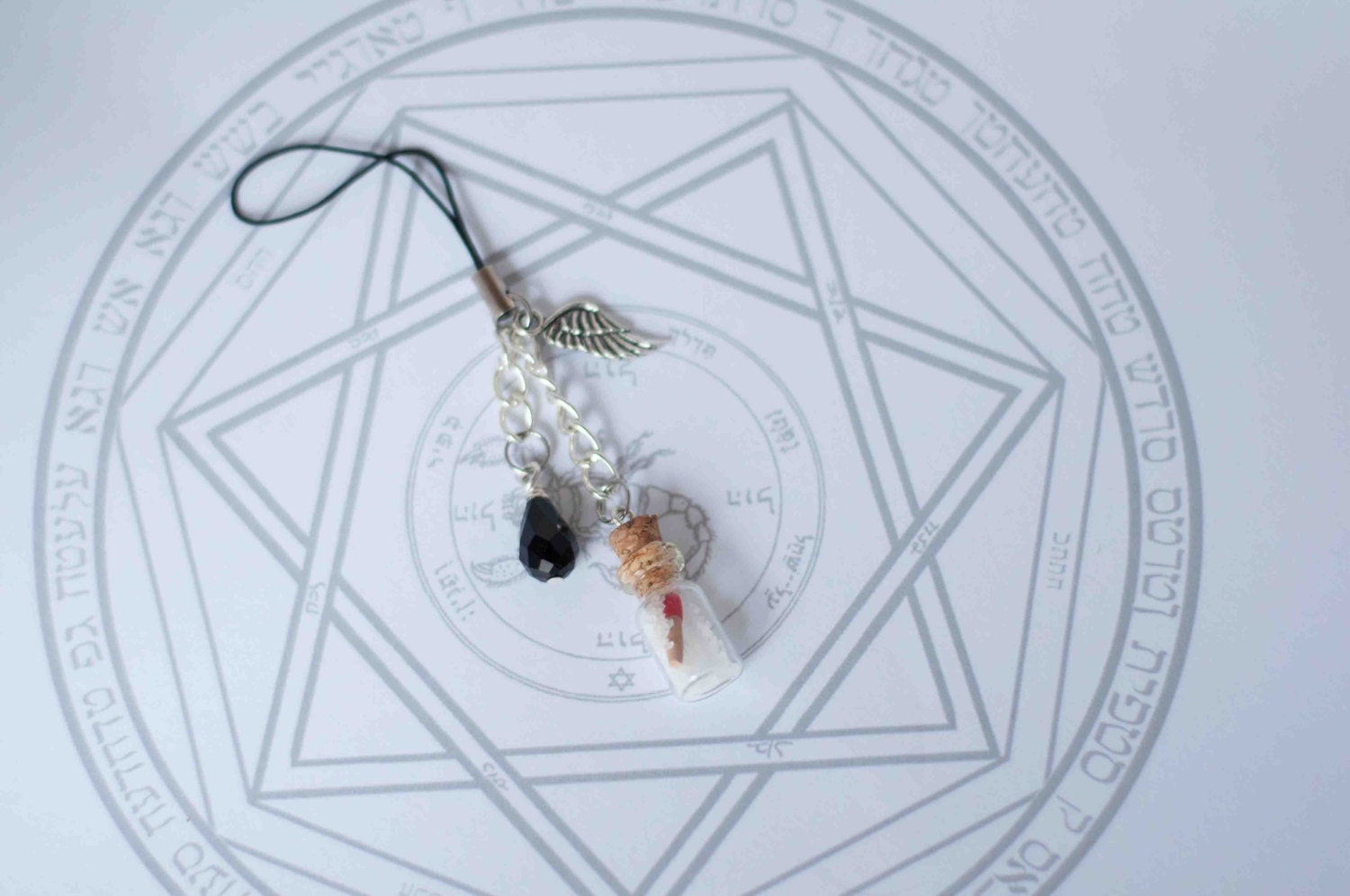 Salt and Burn - Supernatural protection phone charm with salt vial with miniature match stick