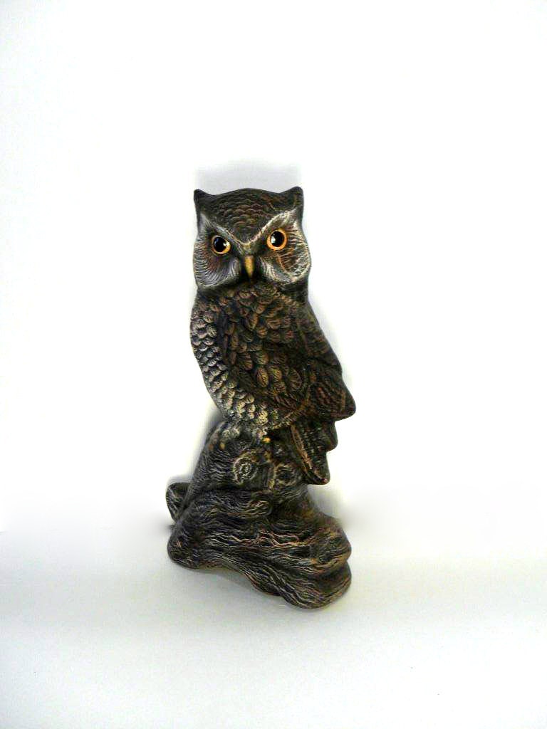 Ceramic Owl - 9 inches -Hand painted, north american wildlife