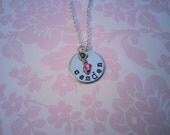 1 Stamped Disc with Birthstone Necklace