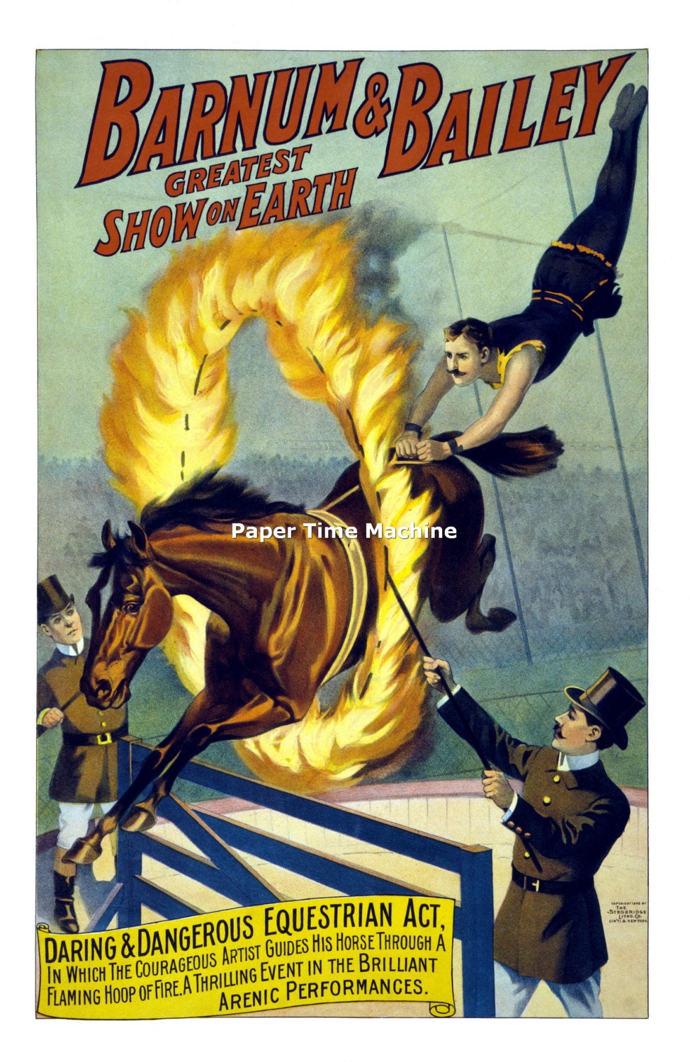 Barnum & Bailey Circus - Equestrian Horse Fire Ring Act Late 19th Early 20th Century  - Digitally Remastered Vintage Fine Art Print / Poster