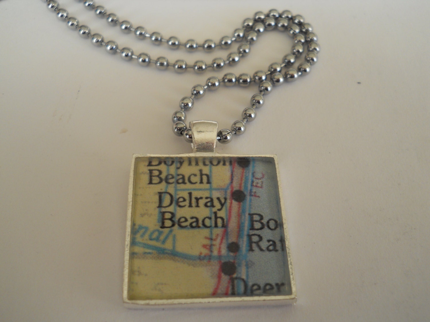 Home. School. Birth. Travel. Adoption. Military. ANYWHERE IN WORLD Silver Plated Necklace World Map of Any Location Square Pendant