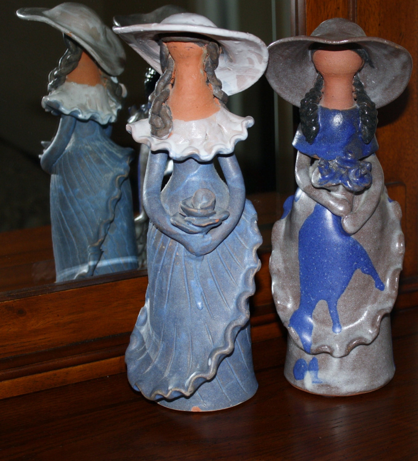 Faceless Clay Dolls Figurines Artesania Glazed by RomantiqueTouch