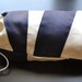 Linen Bread Bag - Beige and Navy Blue - Small Loaf Bag