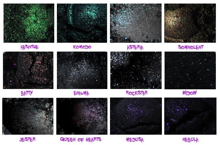 Glittery Blacks Sampler -  Twelve 3 Gram Jars