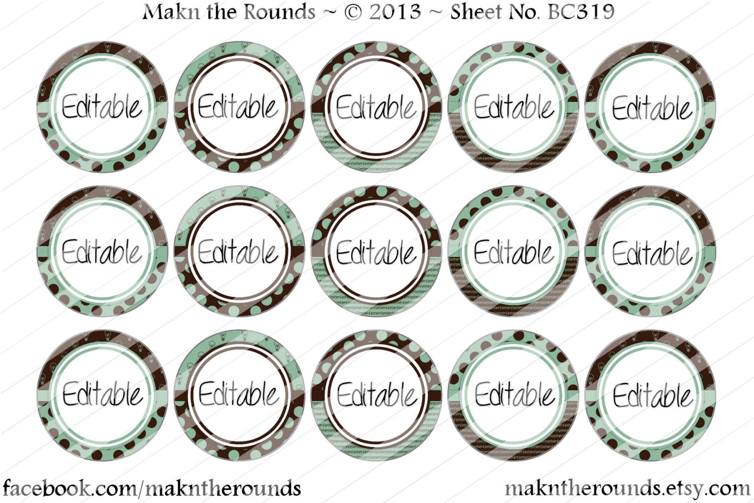 Editable Father's Day - 1 inch Circle Bottle Cap Image - 4x6 and 8.5x11 Digital Collage Sheet (No. BC319) - Instant Download