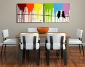 SIZE UPGRADE Love Birds Painting On Canvas 40'' x 16''
