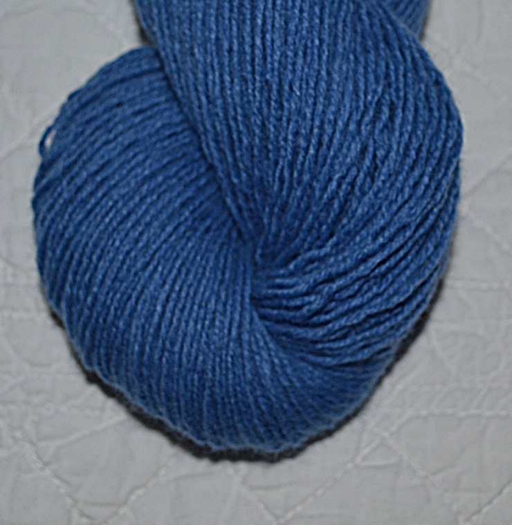 Lambswool Angora Reclaimed Yarn Recycled Yarn Blue DK Weight  - 414 yards