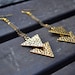 Triangle Dangle Antique Gold and Brass Statement Earrings - Tribal Aztec Edgy Earrings