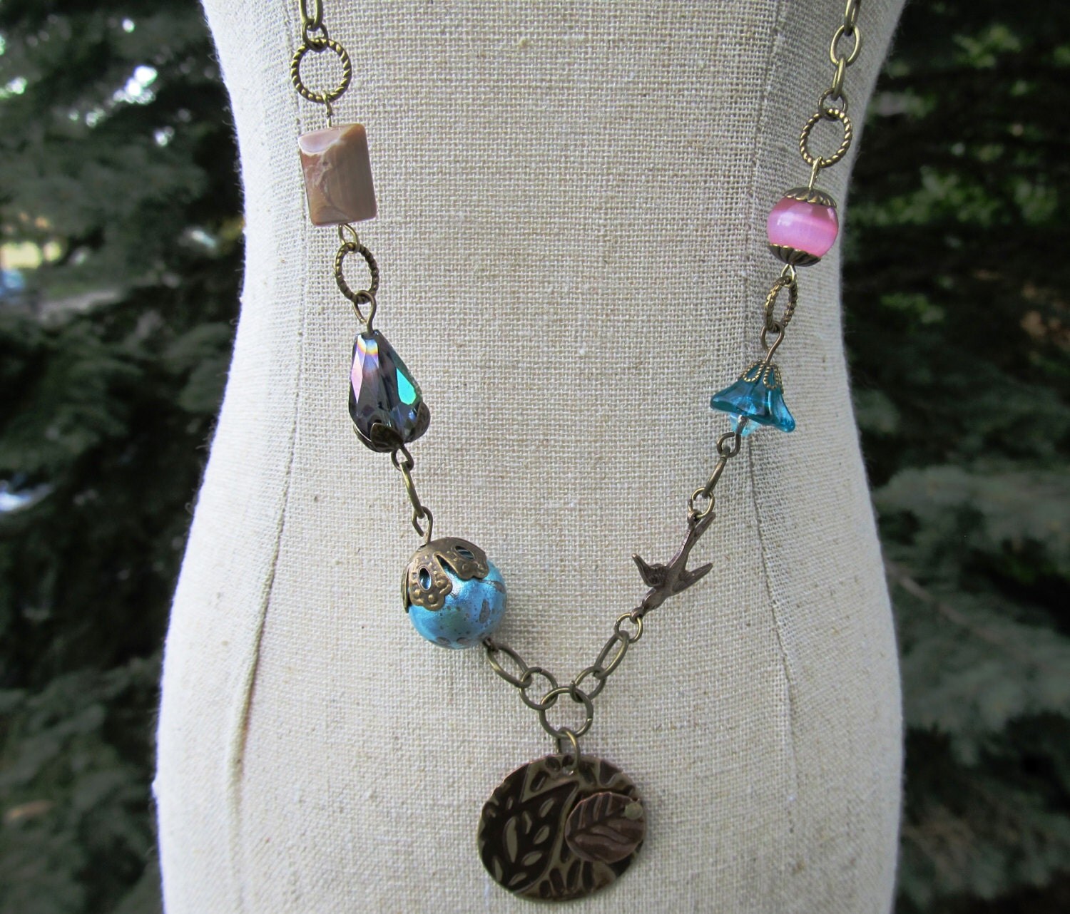 Vintaj necklace embossed metal jewelry victorian by MontanaMagic