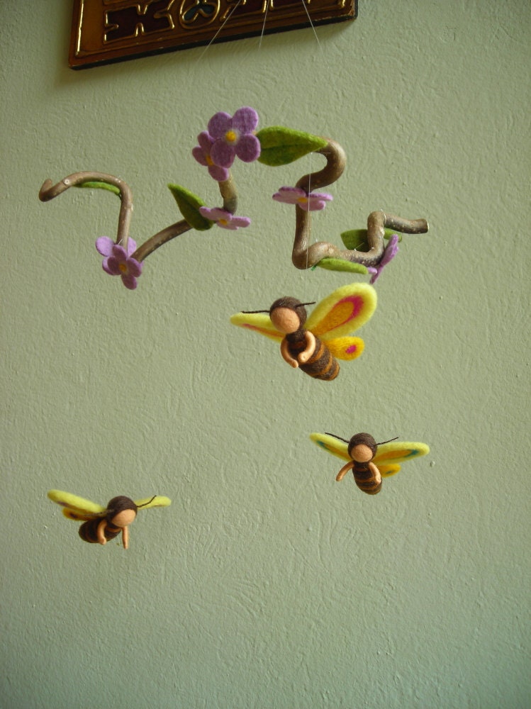 Butterfly Mobile - felted, waldorf inspired, by Naturechild