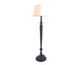 Vintage Floor Lamp Tall Big Walnut Dark Carved Wooden Spindle Standing Retro Light Lighting