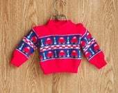 Vintage Baby Red Sweater with Car Design