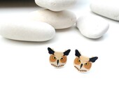 Owl bird shrink plastic studs with resin coating