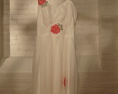 vintage white nightgown with red roses