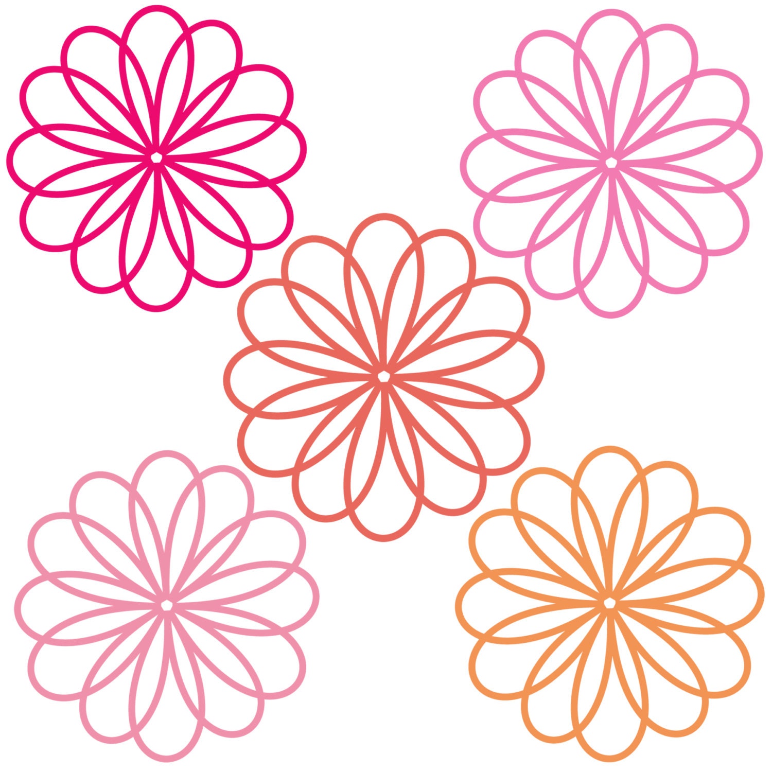 Instant Download // Digital Clip Art for Girls // Pink and Orange Flowers // Personal and Commercial Use Il_570xn
