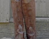 Tall Cowboy Boots / Brown Suede Cowboy Boots / Knee High Cowboy Boots / Vintage Cowboy Boots / Boho Boots / Western Boots / Leather Boots