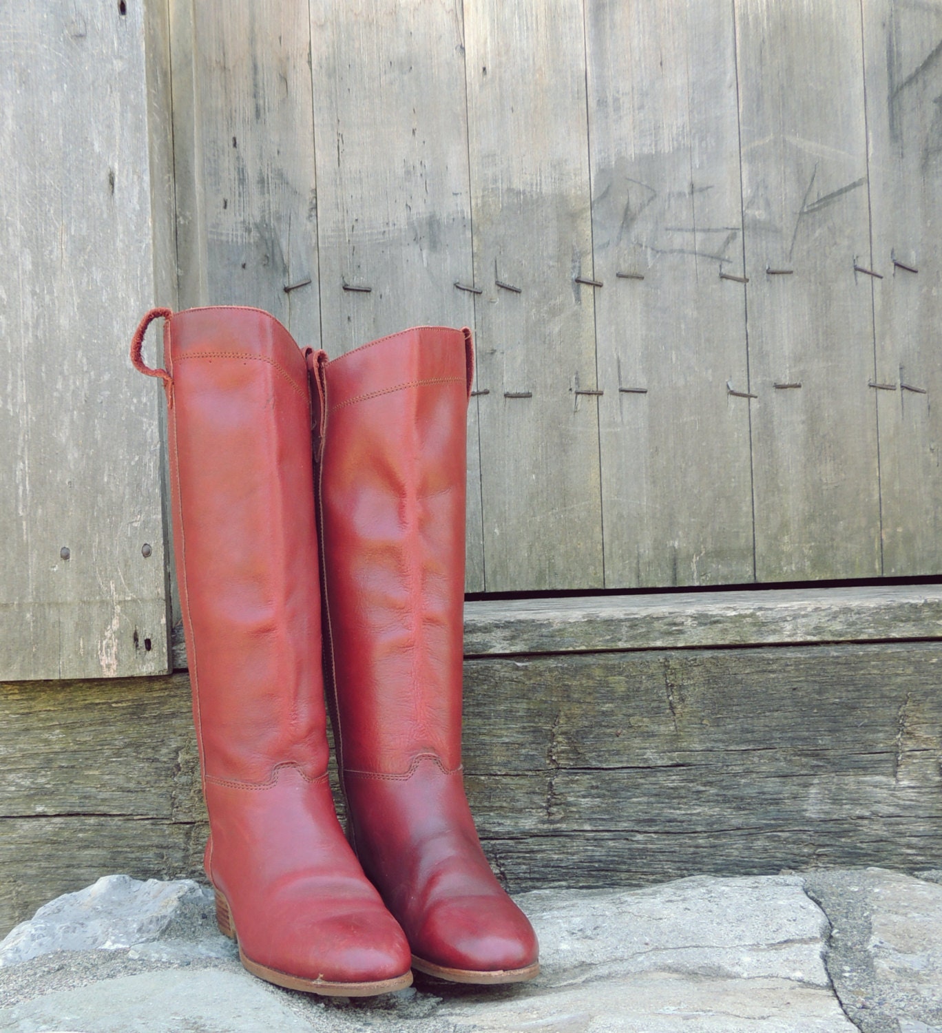 Oxblood Knee High Boots / Vintage Boots / Leather Boots / Riding Boots / Burgundy Boots / Equestrian Boots / Tall Boots / Western Boots / 6