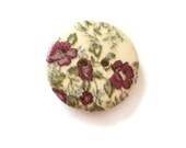 6 Piece wood painted buttons with purple flowers, 23mm, sewing supplies