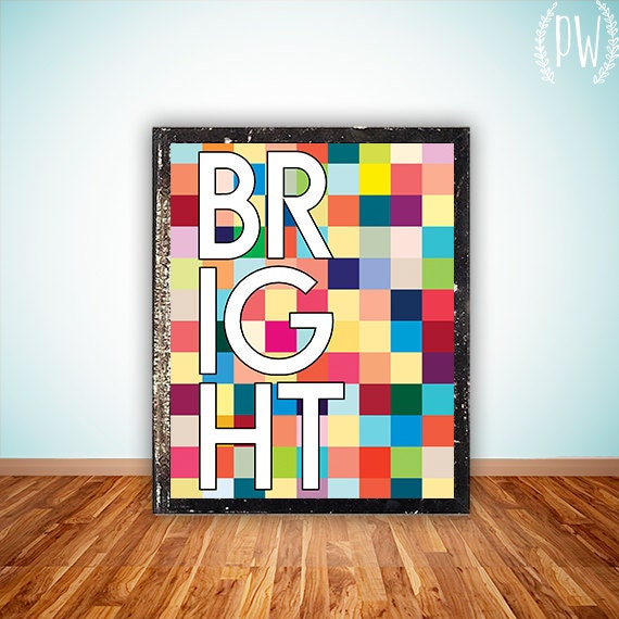 Printable art wall decor poster, bright colors modern typography digital printables nursery children's room - abstract