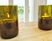 Wine Bottle Candle Holders made from Recycled Wine Bottles Set of 2 for Restaurant, Wedding or Party Large Quantities Available