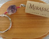 Wine Cork Key Chain with Purple Stone & Pink Beads