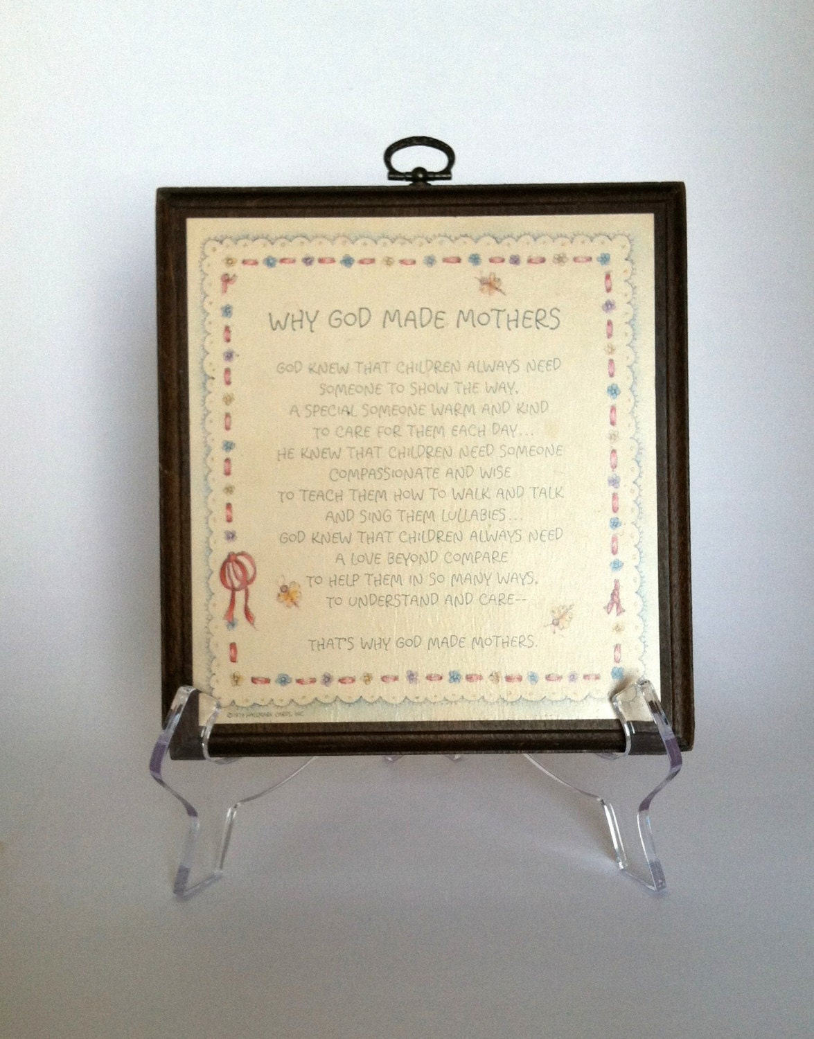Vintage Hallmark 1979 Wooden Wall Plaque Why God Made Mothers