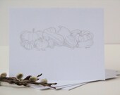 winter squash cards, set of 4 pumpkins cards, prints of original drawing, simple style, autumn theme