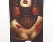 ACEO print - "Opium" - painting of a Chinese ball jointed doll with poppies - Asian steampunk neo Victorian art