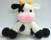 Milk Cow 7.87" - Big Finished Handmade Amigurumi crochet Dairy cow doll Home decor birthday gift Baby shower toy