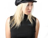 Quilted 8 Panel Leather Visor Cap in Vintage Cabby Style