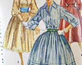 Vintage 50s Simplicity 1794 Pattern Misses One Piece Dress Full Skirt and Cummerbund Size 11 Bust 31 half p3z