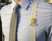 Set of FOUR Personalized Wedding Boutonnieres  - Grey and Yellow - 9 Other Color Options Hand-Embroidered Goodness