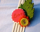 Woodland Embroidered Wedding Brooch Boutonniere - Puck's Dream - Love Pink, Green, Orange